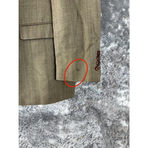 Lauren Ralph Lauren Size 44L Wool Silk Blend Career Blazer Jacket Beige Notched - Picture 2 of 10